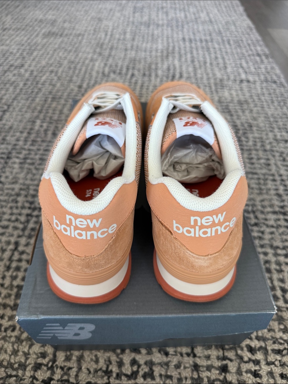 New Balance 574 Men's Sneakers in Orange and White - Picture 4 of 7